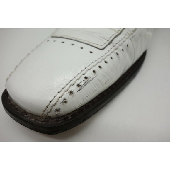 Stacy Adams White Crocodile Print Leather Lace Up Dress Oxfords Shoes Men\'s 8 M